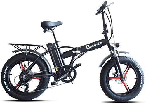 Electric Bike : MQJ Ebikes Fast Electric Bikes for Adults 20 inch Folding Electric Bike, Electric All Terrain Mountain Bicycle with LCD Display, 500W 48V 15Ah Lithium Battery, Dual Disk Brakes for Unisex, Black, 1