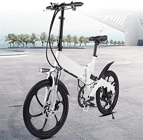 Electric Bike : MQJ Ebikes Folding Electric Bike for Adult, 20 inch Aluminum Alloy E-Bike, City Commuter Bike with 36V 7.8Ah Removable Lithium Battery, Front and Rear Disc Brakes, White, 1