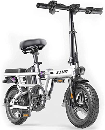Electric Bike : MQJ Ebikes Folding Electric Bike for Adults, Commute Ebike with 400W Motor and USB Charging Electric, City Bicycle Max Speed 25 Km / H, White, 70Km
