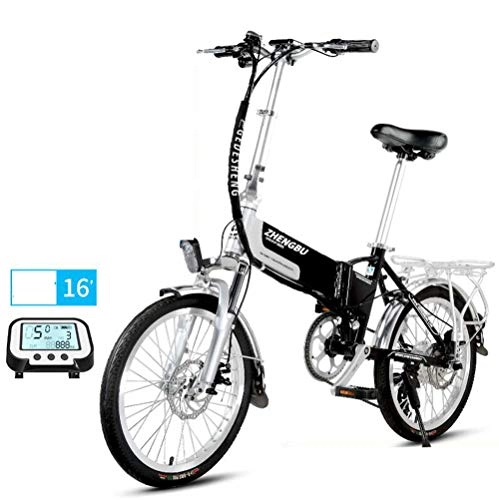 Electric Bike : MYYDD Folding Electric Bike 16" E-bike with Intelligent Digital Display Citybike Commuter Bike with 48V 10Ah Lithium Battery, Black