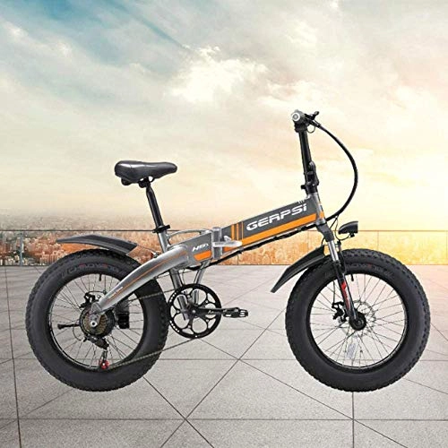 Electric Bike : NOBRAND Electric mountain bike electric bike aluminum alloy 4.0 fat tire electric bike beach snow folding electric bike 20 inch e bike Suitable for men and women, cycling and hiking (Color : Grey)