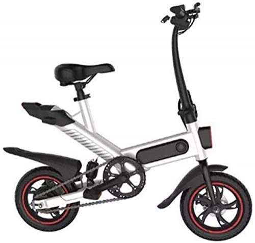 Electric Bike : Oulida Electric bicycle, Smart E 36V 7.5Ah 350W aluminum bicycle rear suspension mini foldable electric bicycle 14 three colors woo (Color : White 12 Inch)