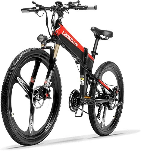 Electric Bike : Oulida Electric bicycle, XT600 26 '' foldable electric bicycle 400W 48V 14.5Ah removable battery 21 5-speed mountain bike pedal assist lockable suspension fork woo
