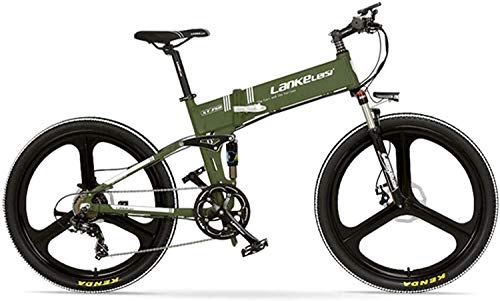 Electric Bike : Oulida Electric bicycle, XT750-E 26 inch folding bike, the front and rear disc brakes, 48V 400W electric motor, long life, with a liquid crystal display, the pedal-assisted bicycles woo