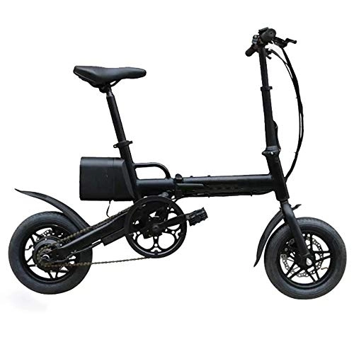 Electric Bike : Owenqian Electric bicycle Electric Moped Bicycle 36V 6.6AH 250W Black 12 Inches City Folding Electric Bicycle 20km / h 50km Mileage Bike electric bicycle foldable (Color : Black, Size : 123x93cm)