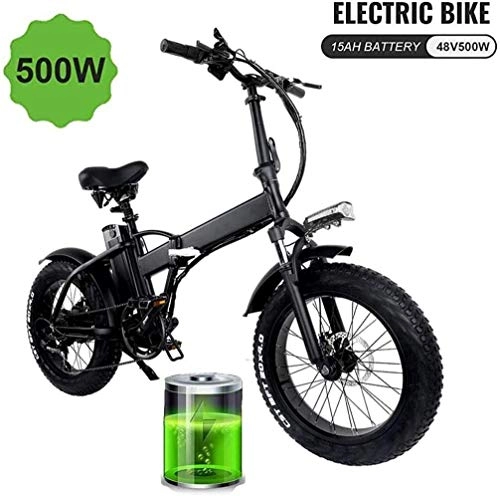 Electric Bike : PARTAS Travel Convenience A Healthy Trip Electric Folding Bike Fat Tire 20 * 4" With 48V 15Ah Lithium-Ion Battery 500W Motor, Three Riding Modes City Mountain Bicycle