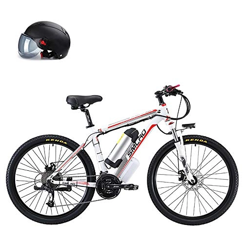 Electric Bike : Pc-Glq 26'' Folding Electric Mountain Bike, Electric Bike with 48V Lithium-Ion Battery, Premium Full Suspension And 27 Speed Gears, 500W Motor, White, 8AH
