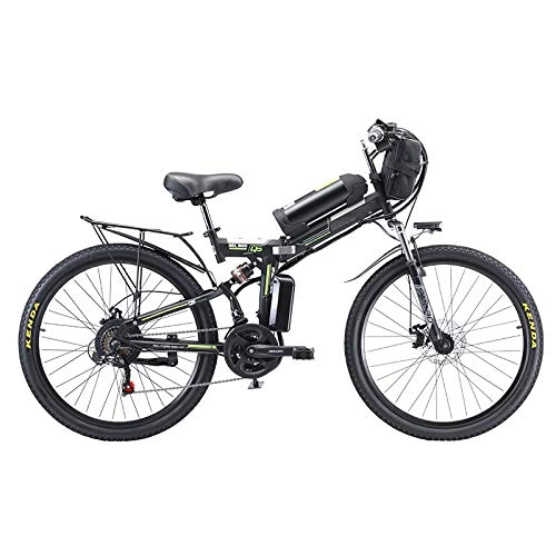 Electric Bike : Pc-Glq Electric Bike, Folding Electric, High Carbon Steel Material Mountain Bike with 26" Super, 21 Speed Gears, 500W Motor Removable, Lithium Battery 48V, Black