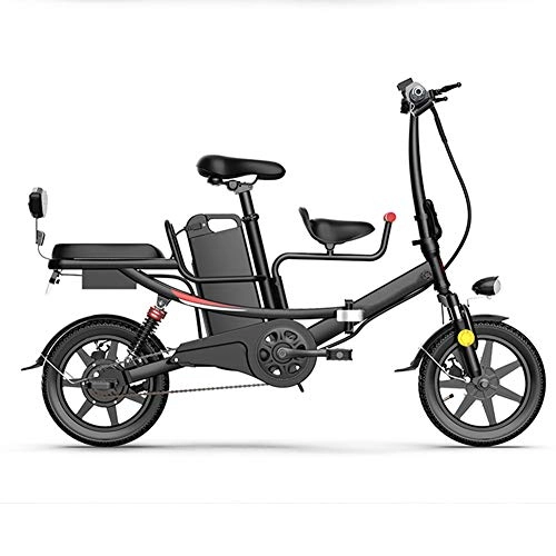 Electric Bike : Pc-ltt 14'' Folding Electric Commuter Bike with 48V8AH Removable Lithium-Ion Battery 350W Motor, Electric Scooter City Ebike for Adults Home Shopping Use, Black, 11AH