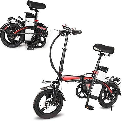Electric Bike : PIAOLING Profession Lightweight Folding Bike, Pedals&Power Assist Electric Bike, 14 Inch Tire Electric Bicycle with 360W Motor 14AH Removable Lithium Battery, Ebike for Adults Inventory clearance