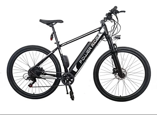 Electric Bike : POWER RIDE STORM Electric Mountain Bike - 18" Aluminum Frame, 250W Power Motor, 26" Wheel, Speed 25KMH, Samsung Cell 10.4AH Battery - 21 Speed Shimano TXZ500 Gear Shifters Adult Electric Bike Black