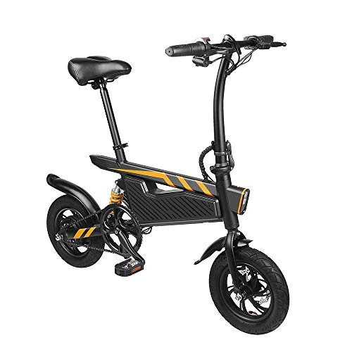 Electric Bike : PU-bike Electric Moped Bicycle for Adult 7.8Ah 36V 250W 12 Inches Folding Electric Bicycle 25km / h Top Speed Max Bearing 120kg Adult City eBike (Color : Black, Size : One size)