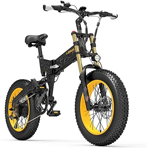 Electric Bike : QDCFY Lankeleisi X3000plus-UP 20 Inch 4.0 Fat Tire Snow Bike (Grey)