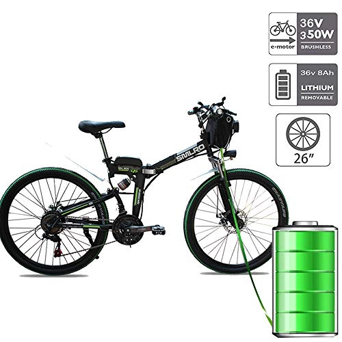 Electric Bike : QDWRF 2020 E-bike Foldable Electric Bike, 36V Electric Bike, 8AH / 10AH / 15AH Lithium Battery Mountain Bike, with 350W Brushless Motor and 21-speed 36V 350W15AH