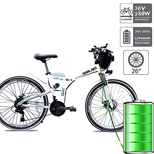 Electric Bike : QDWRF Electric Bike 2020 Foldable Mountain Bike, 36V 8Ah / 10AH / 15AH Lithium Battery 26 Tires Electric Bike Ebike with 350W Brushless Motor and 21-speed 36V 350W10AH