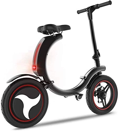 Electric Bike : QLHQWE Small folding lithium battery for electric bicycles. Adult two-wheeled bicycle. The top speed is 18km / h and 14-inch pneumatic tires (94 * 110CM)