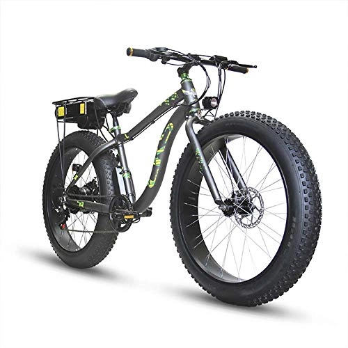 Electric Bike : Qnlly Folding Electric Cruiser Bicycle 350 / 500W 48V 8AH Li-Battery Fat Tire Bike Mountain Beach Snow Ebike Full Suspension 7 Speed 26 * 4.0 Fat Tire, Front and Rear Disc Brake System, 48V1500W