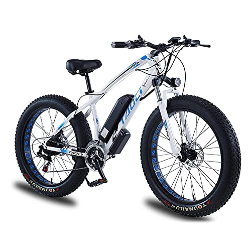 Electric Bike : QQLK 26" Electric Mountain Bike 350W E-Bike for Adults, LCD Dashboard, Throttle & Pedal Assist, Removable 8 / 10 / 13Ah Lithium-Ion Battery, White, 36V13AH