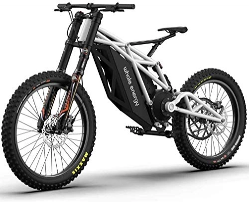Electric Bike : QZ Adult Electric Mountain Bike, All-Terrain Off-Road Snow Electric Motorcycle, Equipped with 60V30AH x -21700 Li-Battery Innovation Cruiser Bicycle (Color : White)