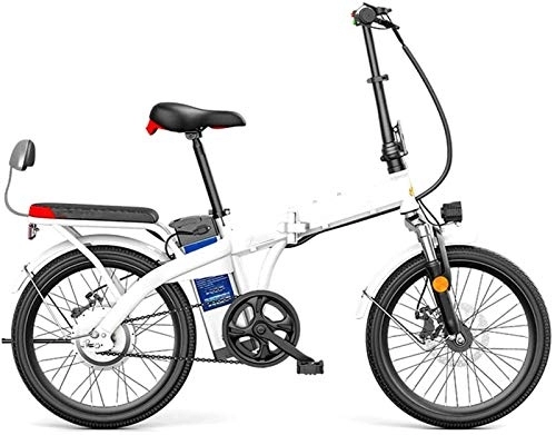 Electric Bike : RDJM Ebikes, 20" 250W Foldaway / Carbon Steel Material City Electric Bike Assisted Electric Bicycle Sport Mountain Bicycle with 48V Removable Lithium Battery (Color : White, Size : 35KM)