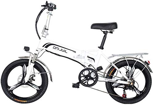 Electric Bike : RDJM Ebikes 20" 350W Folding City Electric Bike, Assisted Electric Bicycle Sport Bicycle with 48V 10.5 / 12.5AH Removable Lithium Battery, Professional 7 Speed Gear (Color : White, Size : 12.5AH)