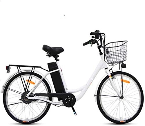 Electric Bike : RDJM Ebikes, 24 inch Adult Electric Bikes Bicycle, Portable Removable lithium battery 3 working modes Sports Outdoor Cycling, Gray (Color : White)
