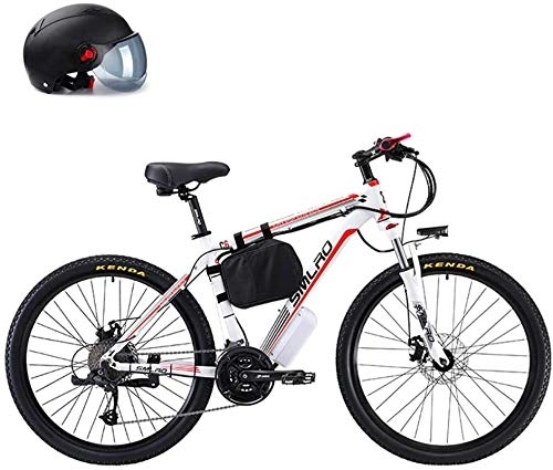 Electric Bike : RDJM Ebikes, 26" 500W Foldaway / Carbon Steel Material City Electric Bike Assisted Electric Bicycle Sport Mountain Bicycle with 48V Removable Lithium Battery (Color : White, Size : 8AH)
