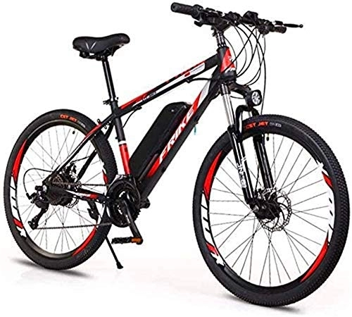 Electric Bike : RDJM Ebikes, 26'' Electric Mountain Bike, Adult Variable Speed Off-Road Power Bicycle (36V8A / 10A) for Adults City Commuting Outdoor Cycling (Color : Black red, Size : 36V10A)