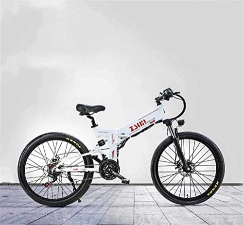 Electric Bike : RDJM Ebikes, 26 Inch Adult Foldable Electric Mountain Bike, 48V Lithium Battery, Aluminum Alloy Multi-Link Off-Road Electric Bicycle, 21 Speed (Color : B)