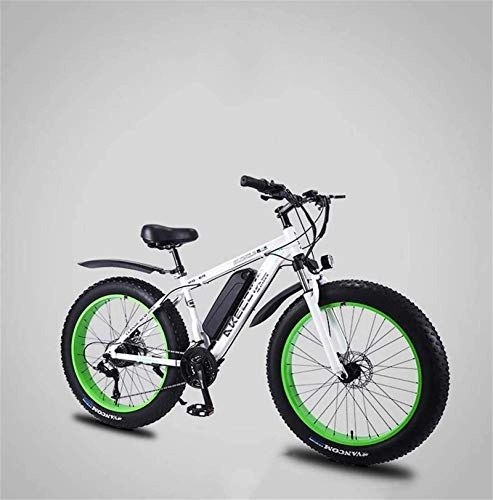 Electric Bike : RDJM Ebikes, Adult Fat Tire Electric Mountain Bike, 36V Lithium Battery Electric Bicycle, High-Strength Aluminum Alloy 27 Speed 26 Inch 4.0 Tires Snow Bikes (Color : B, Size : 70KM)