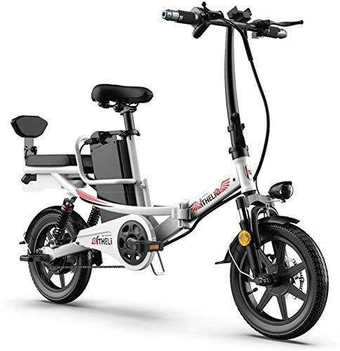 Electric Bike : RDJM Ebikes, Adult Folding Electric Bikes Comfort Bicycles Hybrid Recumbent / Road Bikes, with LED Front Light Easy To Store in Caravan Motor Home Silent Motor E-Bike for Cycling (Color : White)