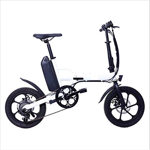 Electric Bike : RDJM Ebikes, Adults Folding Electric Bike, Mini Electric Bicycle with 36V 13AH Lithium Battery Boosts Electric Bicycles 6-Speed Shift Double Disc Brake Unisex (Color : White)