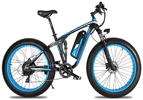 Electric Bike : RDJM Ebikes, Aluminum alloy Electric Bikes, 26inch Tires Double Disc Brake Adult Bicycle LCD display shock-absorbing front fork Bike All terrain Outdoor (Color : Blue)
