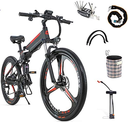 Electric Bike : RDJM Ebikes, Electric Bike Electric Mountain Bike 350W Ebike 26'' Electric Bicycle, 20KM / H Adults Ebike with Removable 48V / 12Ah Battery, Professional 21 Speed Gears (Color : Black)