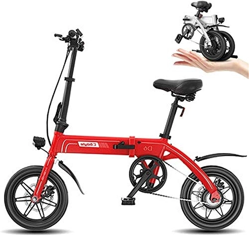 Electric Bike : RDJM Ebikes Electric Bike, Folding Electric Bicycle for Adults, Commute Ebike with 250W Motor, Max Speed 25 Km / H, 3 Work Modes, Front And Rear Disc Brake (Color : Red, Size : 150KM)