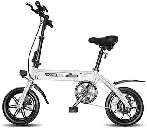 Electric Bike : RDJM Ebikes Electric Bike, Folding Electric Bicycle for Adults, Commute Ebike with 250W Motor, Max Speed 25 Km / H, 3 Work Modes, Front And Rear Disc Brake (Color : White, Size : 150KM)