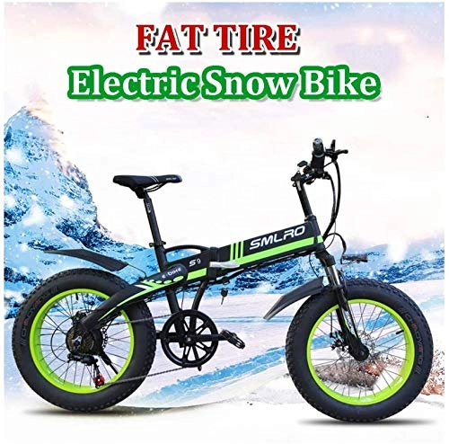 Electric Bike : RDJM Ebikes, Electric Mountain Bike For Women Man 350W 7-speed Adult City Commute E-bikes 36V 10Ah Removable Batttery 26 4.0 Fat Tire With LCD Screen (Color : Green, Size : 48V10Ah)