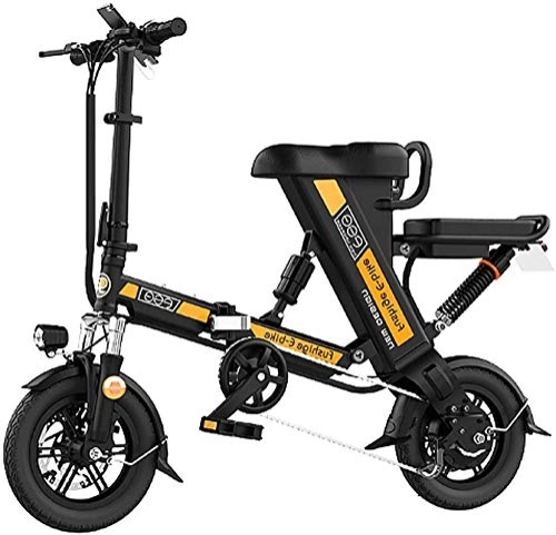 Electric Bike : RDJM Ebikes Folding Electric Bike for Adults, 12 Inch Electric Bicycle / Commute Ebike with 240W Motor, 48V 8-20Ah Rechargeable Lithium Battery, 3 Work Modes (Color : Black, Size : 12.5AH)