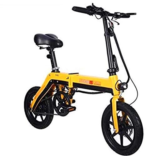 Electric Bike : RDJM Ebikes, Outdoor Electric Bike, Folding Electric Bicycle for Adults 250W Motor 36V Urban Commuter Folding E-bike City Bicycle Max Speed 25 Km / h Load Capacity 120 Kg (Color : Yellow)