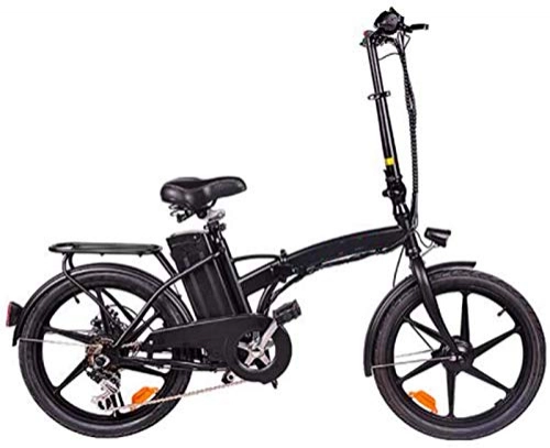 Electric Bike : RDJM Electric Bike 20 inch Folding Electric Bikes, LCD display Double Disc Brake Bicycle 36V10A Men Women Adult Bike Sports Outdoor Cycling (Color : Black)