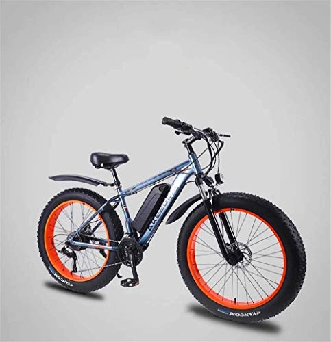 Electric Bike : RDJM Electric Bike Adult Fat Tire Electric Mountain Bike, 36V Lithium Battery Electric Bicycle, High-Strength Aluminum Alloy 27 Speed 26 Inch 4.0 Tires Snow Bikes (Color : A, Size : 70KM)