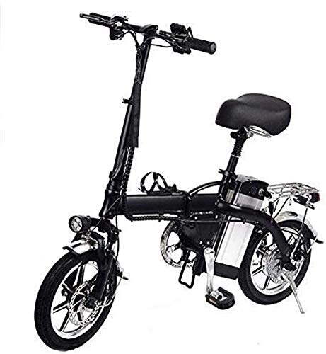 Electric Bike : RDJM Electric Bike, Fast Electric Bikes for Adults 14" Folding Electric Bike with 48V 10AH Lithium Battery 350w High-speed Motor for Adults -Black