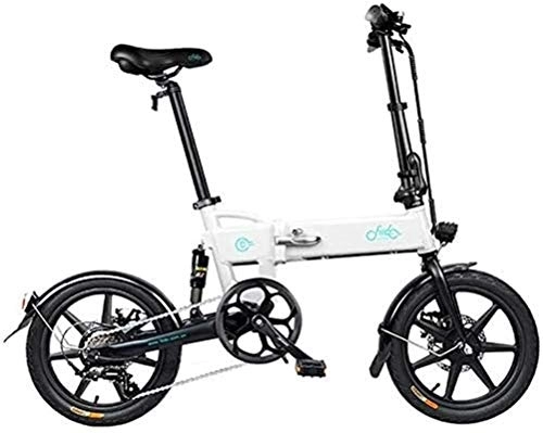 Electric Bike : RDJM Electric Bike, Fast Electric Bikes for Adults 16-inch Tires Folding Electric Bike 250W Motor 6 Speeds Shift Electric Bike for Adults City Commuting (Color : White)
