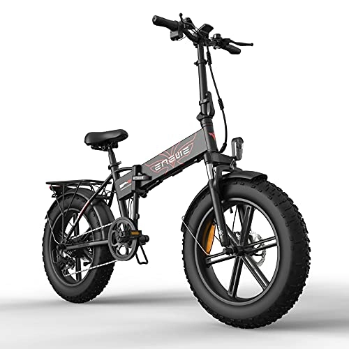 Electric Bike : RENSHUYU Folding bike, with LED light 7-speed Shimano gearshift Off-road tires, electric folding bike Suitable for highways, mountain roads, snow fields, etc.Black,