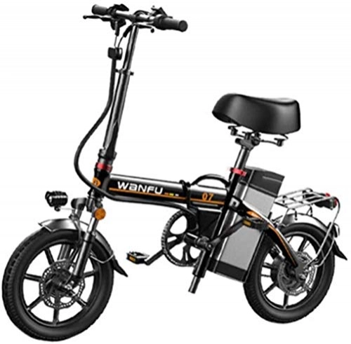 Electric Bike : REWD 14 inch Wheels Aluminum Alloy Frame Portable Folding Electric Bicycle Safety for Adult with Removable 48V Lithium-Ion Battery Powerful Brushless Motor