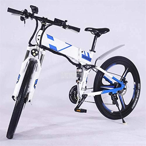 Electric Bike : RPHP 26 inch electric bicycle foldable single seat aluminum alloy frame 350W 48V10.4Ah adult mountain / city E bicycle lithium battery-Black-Red