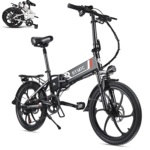 Electric Bike : Rymic 20'' Folding Electric Bike for 250 / 350W Motor, with Removable 48V 10.4Ah Lithium Battery for Adults, 7 Speed Shifter Electric Bicycle Handle LCD Meter Quick Delivery
