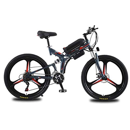 Electric Bike : SHJR Adult Electric Mountain Bike 36V Lithium Battery, Foldable High-carbon steel Frame Electric Bicycle, With LCD Display E-Bikes, C, 10AH