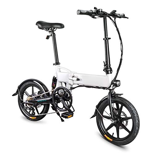 Electric Bike : Susue Folding Electric Bike Bicycle Aluminum Alloy 16 Inch Wheel Adjustable Heights Portable 250W 25KM / H 3 Mode E-Bike with LED front light