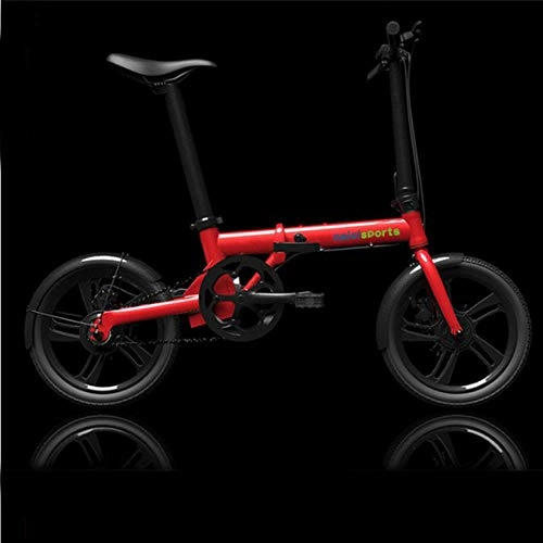 Electric Bike : Suyanouz 16Inch Electric Bike Folding Electric Bicycle Smart Mini Removable Battery Electric Bike Large Wheel Bike Super Light Bicycle, Red 5 Knife Wheel